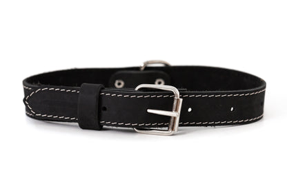 Traditional Black Leather Dog Collar Euro-Dog Collars and Leads