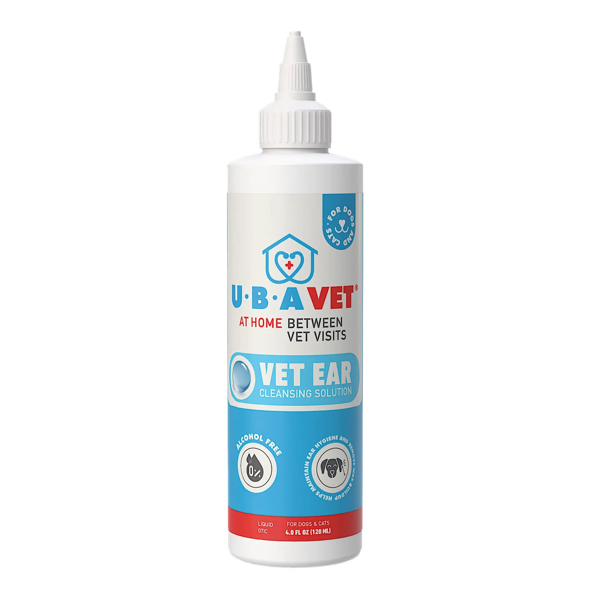 UBAVET Vet Ear Cleansing Solution for Dogs & Cats – (4 fl oz / 120ml) American Pet Supplies