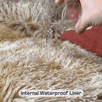 PupRug™ Luxe Faux Fur Orthopedic Dog Bed -  Plush Sheep Tan Paw.com