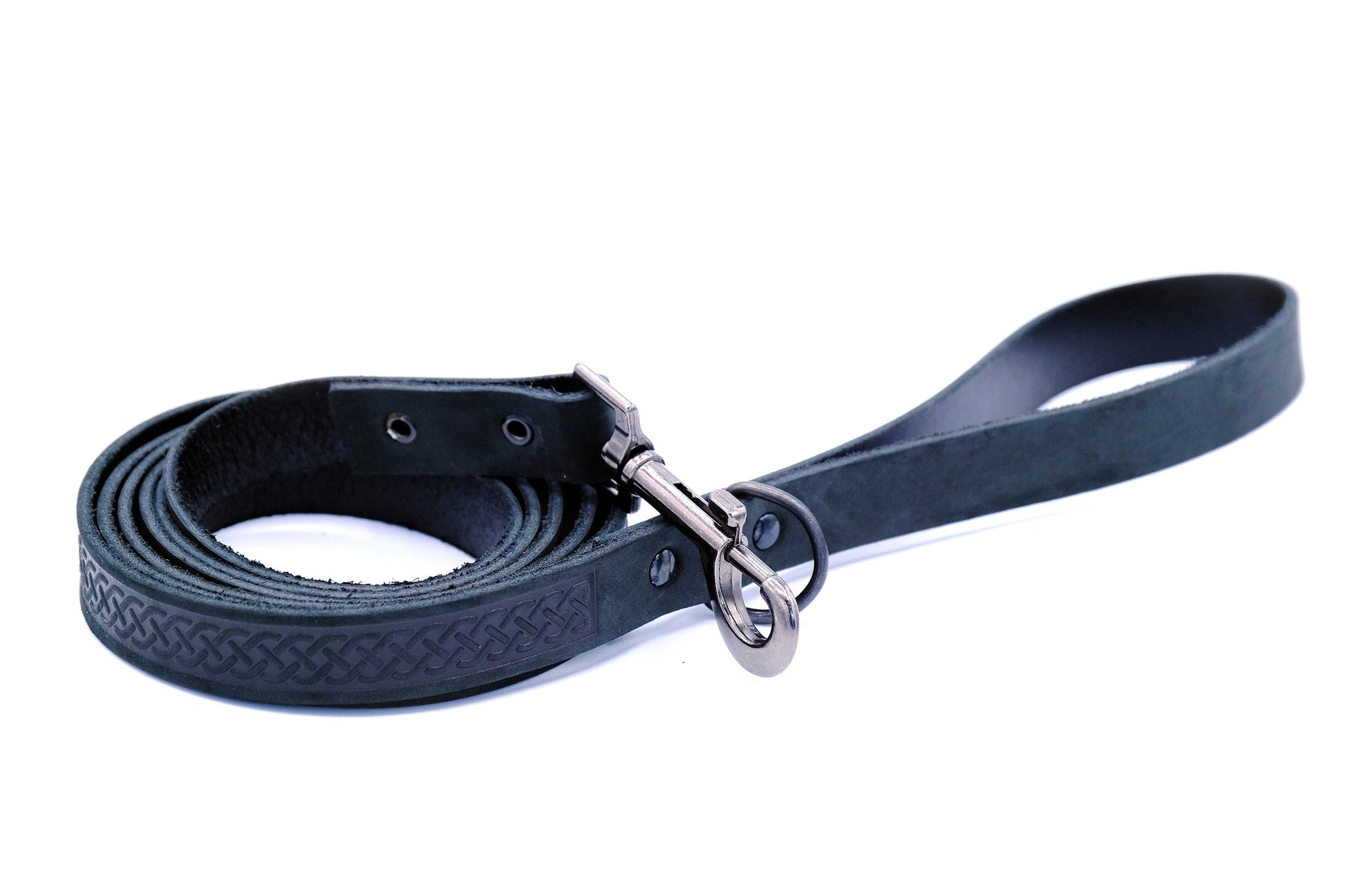 Celtic Sport Midnight Black Leather Dog Leash Euro-Dog Collars and Leads