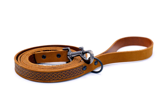 Celtic Sport Earth Brown Leather Dog Leash Euro-Dog Collars and Leads
