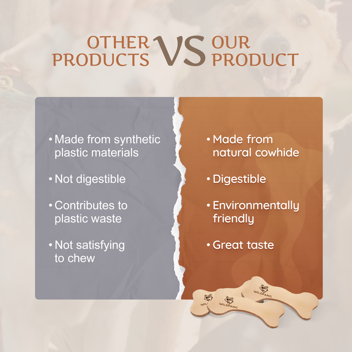 Natural Leather Dog Chew Bone – Vegetable-Tanned Cowhide
