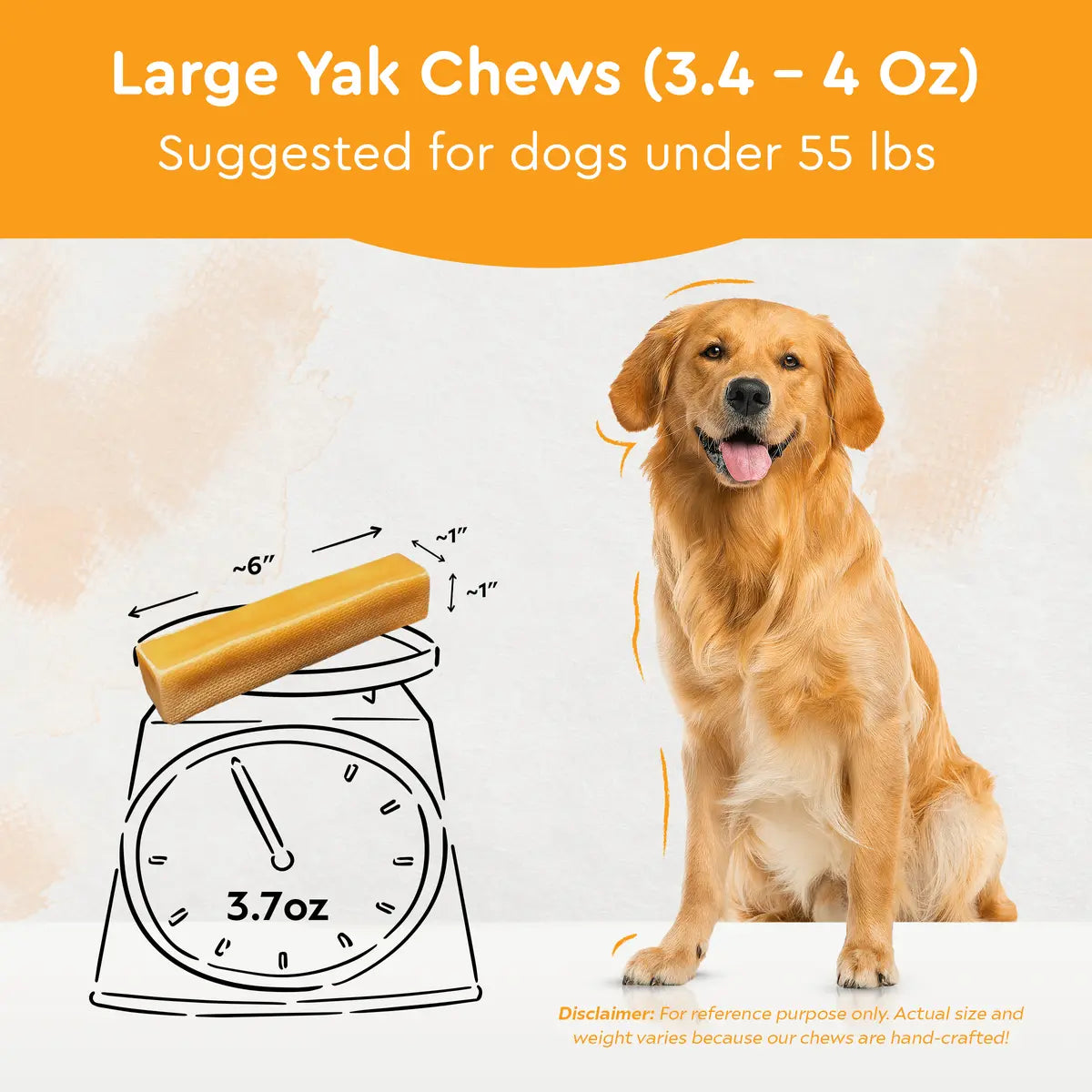 Pumpkin Flavored Yak Cheese Chew - made with REAL PUMPKIN Puree - Single Chief’s Treats and Pet Supplies
