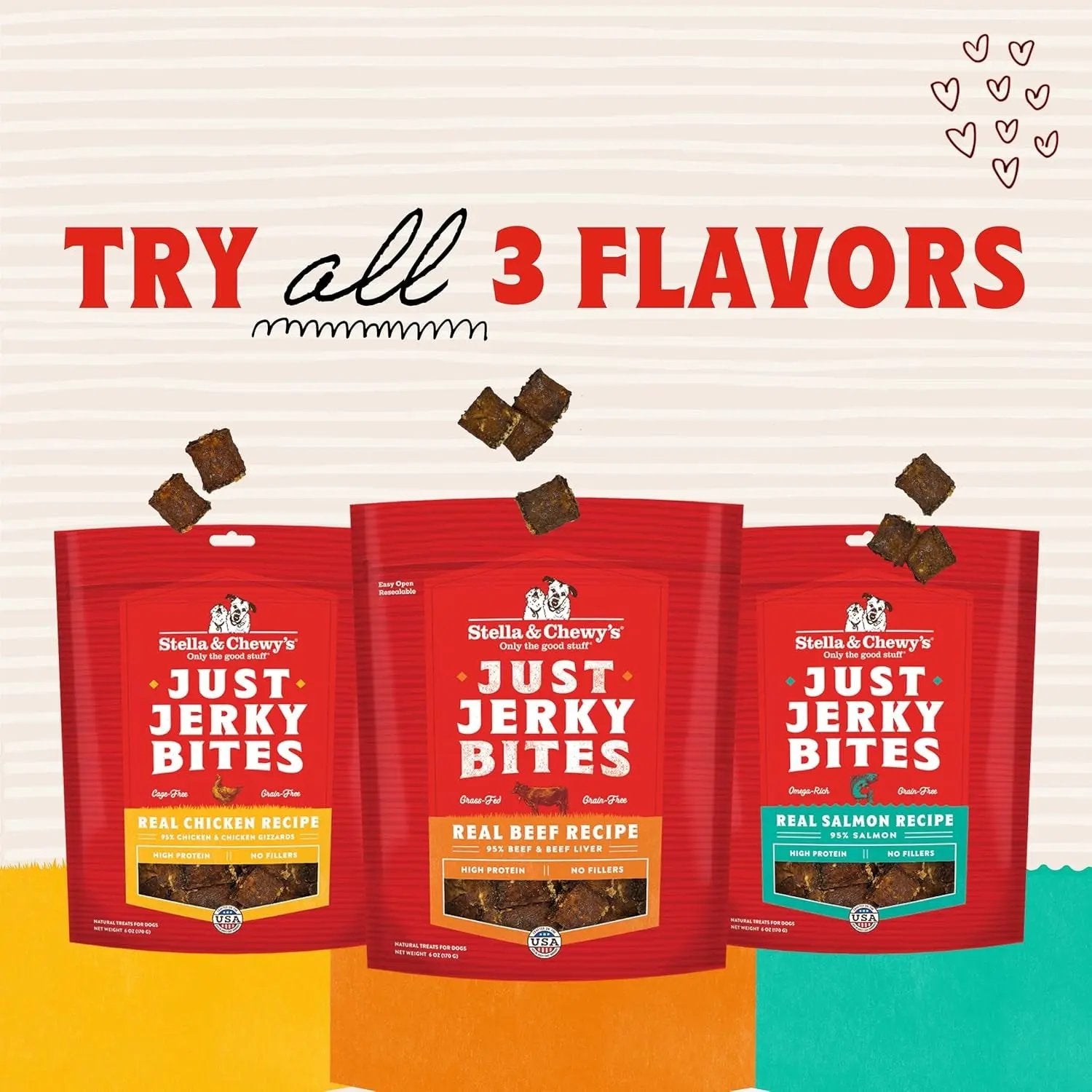 Premium Beef Jerky Dog Treats - 95% Real Meat Bites for Sensitive Stomachs - Natural Limited Ingredient Treats for Small and Large Dogs - No Grain, Wheat or Soy - 6 Oz Bag