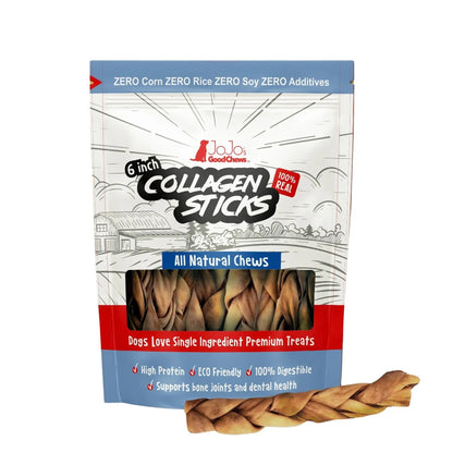 All-Natural Braided Collagen Stick Dog Treats, Supports Joint, Skin & Coat Health – 6-Inch Standard (4-Pack) American Pet Supplies