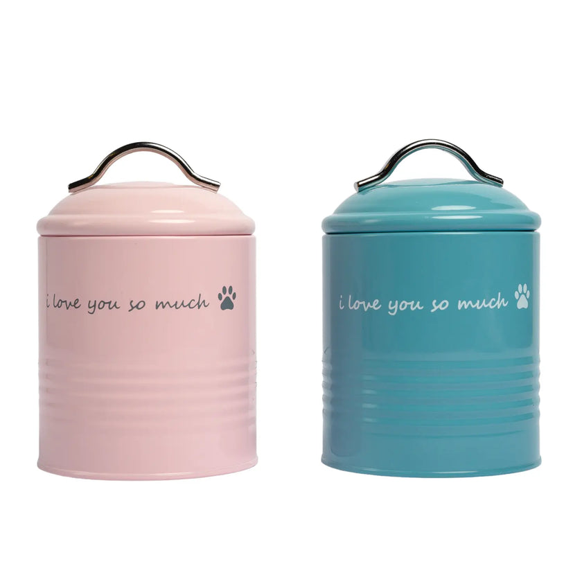 "I Love You So Much" Dog Treat Canister Gift Set – Pink & Blue