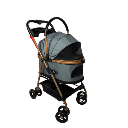 Luxury Pet Stroller for Small & Medium Dogs with Individual Basket Whisker Bark