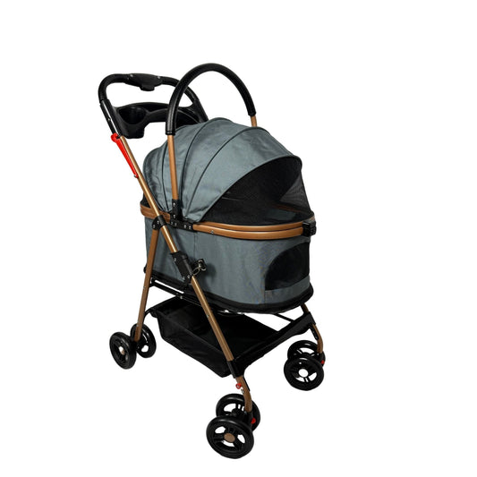 Luxury Pet Stroller for Small & Medium Dogs with Individual Basket Whisker Bark