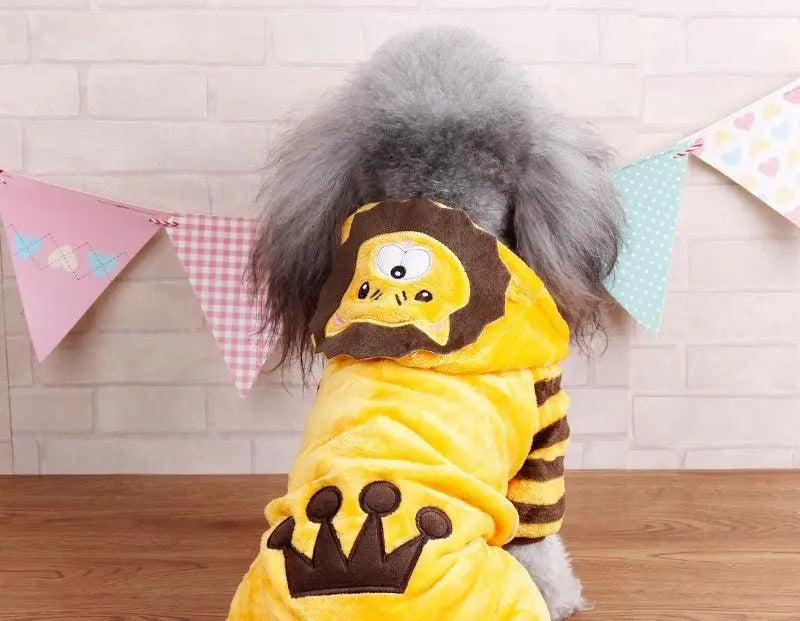 Autumn And Winter Dog Pet Costume Collection: Cozy Coral Fleece Cartoon Style Dog Hugs Cat