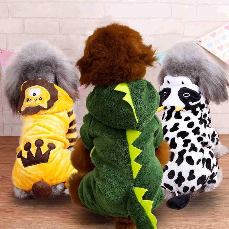 Autumn And Winter Dog Pet Costume Collection: Cozy Coral Fleece Cartoon Style