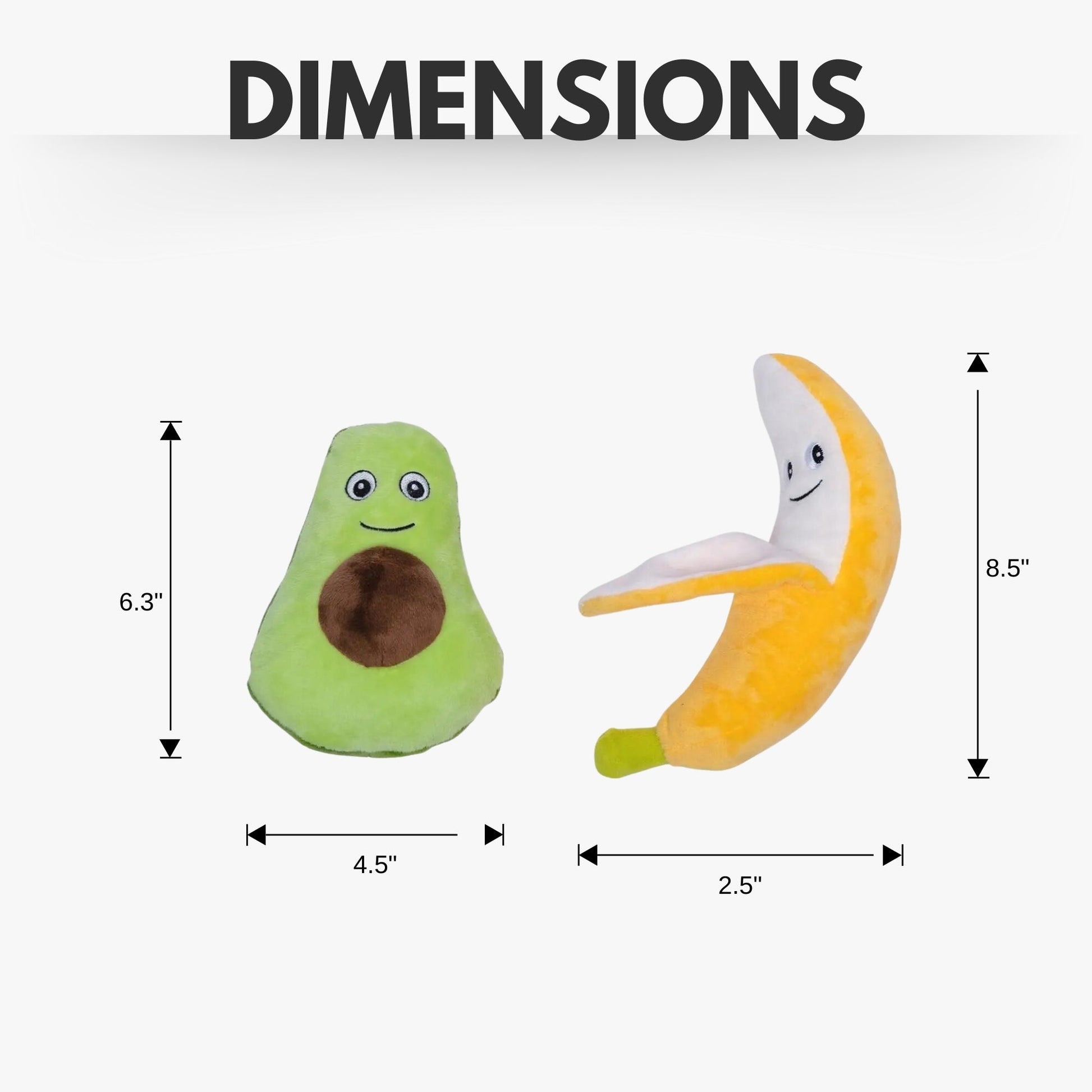 Avocado & Banana Plush Dog Toy Gift Set – with Squeaker & Crinkle Paper for Fun Play