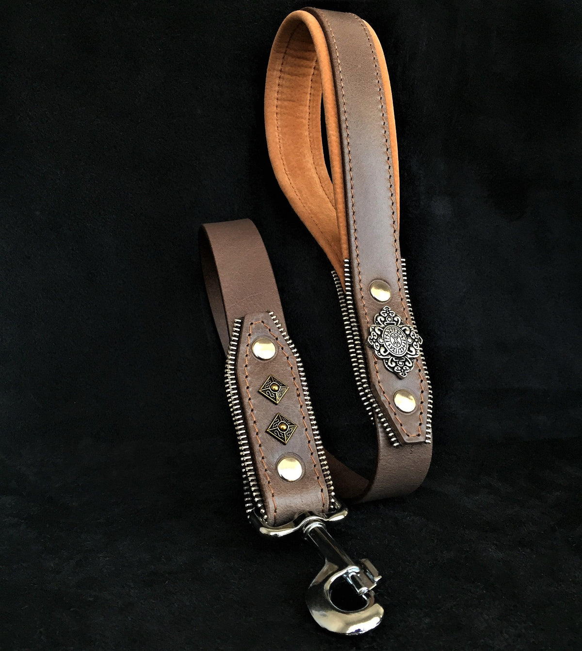 Bestia Aztec Leather Dog Harness – Grey