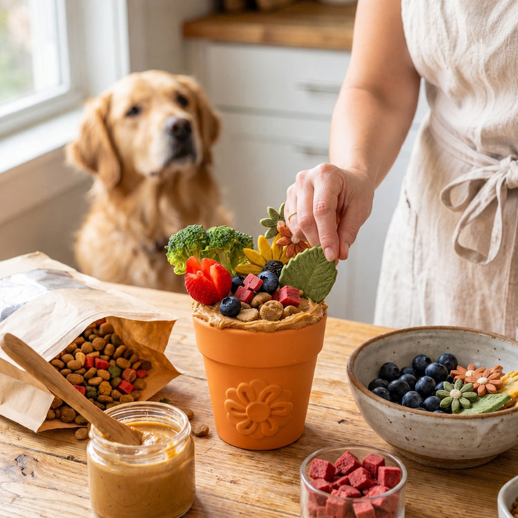 Large Flower Pot eCup Dog Treat Dispenser | Durable USA-Made Enrichment Toy | SodaPup
