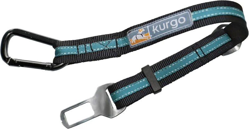 Direct to Seatbelt Tether - Easy-Use Dog Car Harness Clip - Adjustable Ride Strap - Universal Fit for Most Vehicles - All Steel Hardware - Backseat Restraint - Coastal Blue
