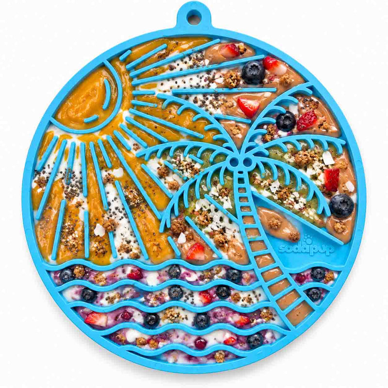 Sun n' Sea eMat - Enrichment Lick Mat For Dogs and Cats - With Suction Cups - Beach Design | USA Made