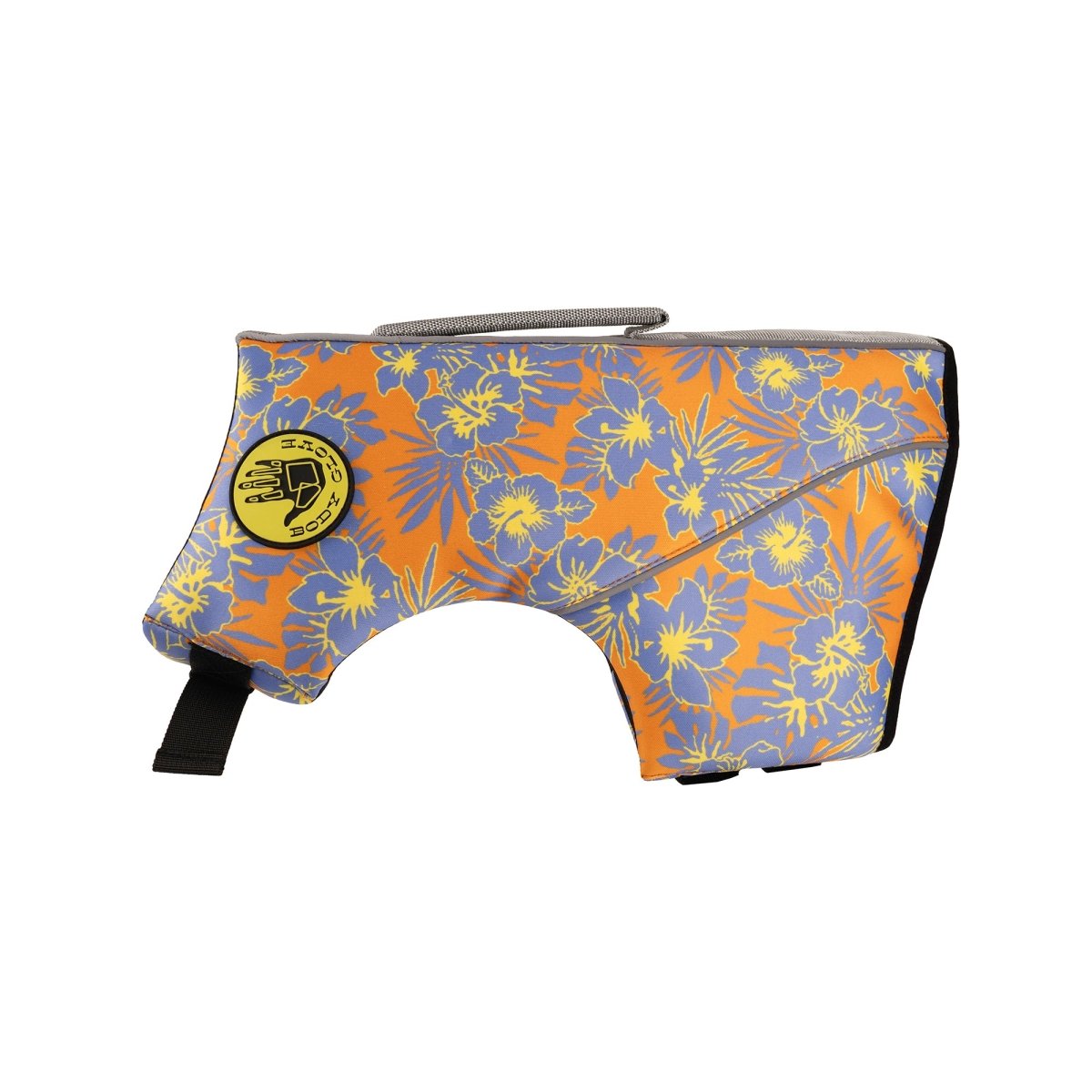 Body Glove Floral Neoprene Dog Life Jacket side profile on a dog