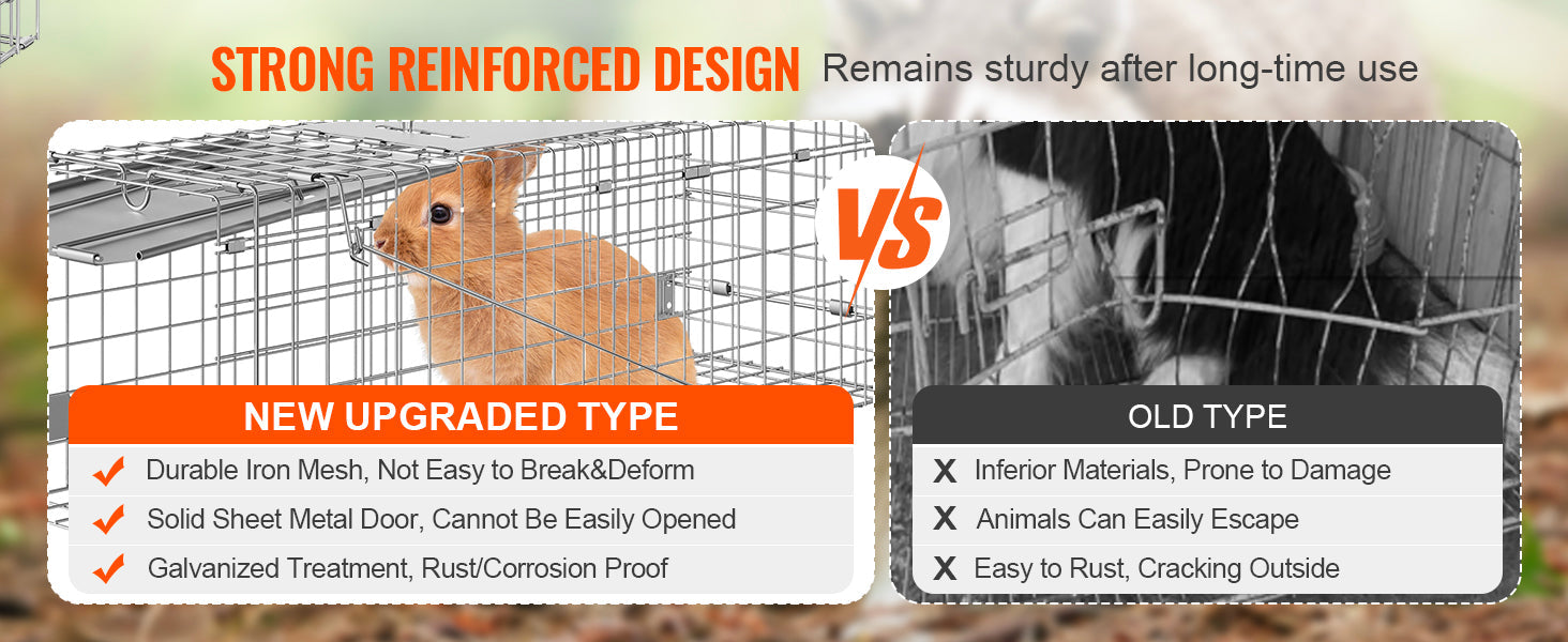 SucceBuy Live Animal Cage Trap - 24x8x8" Folding Humane Trap