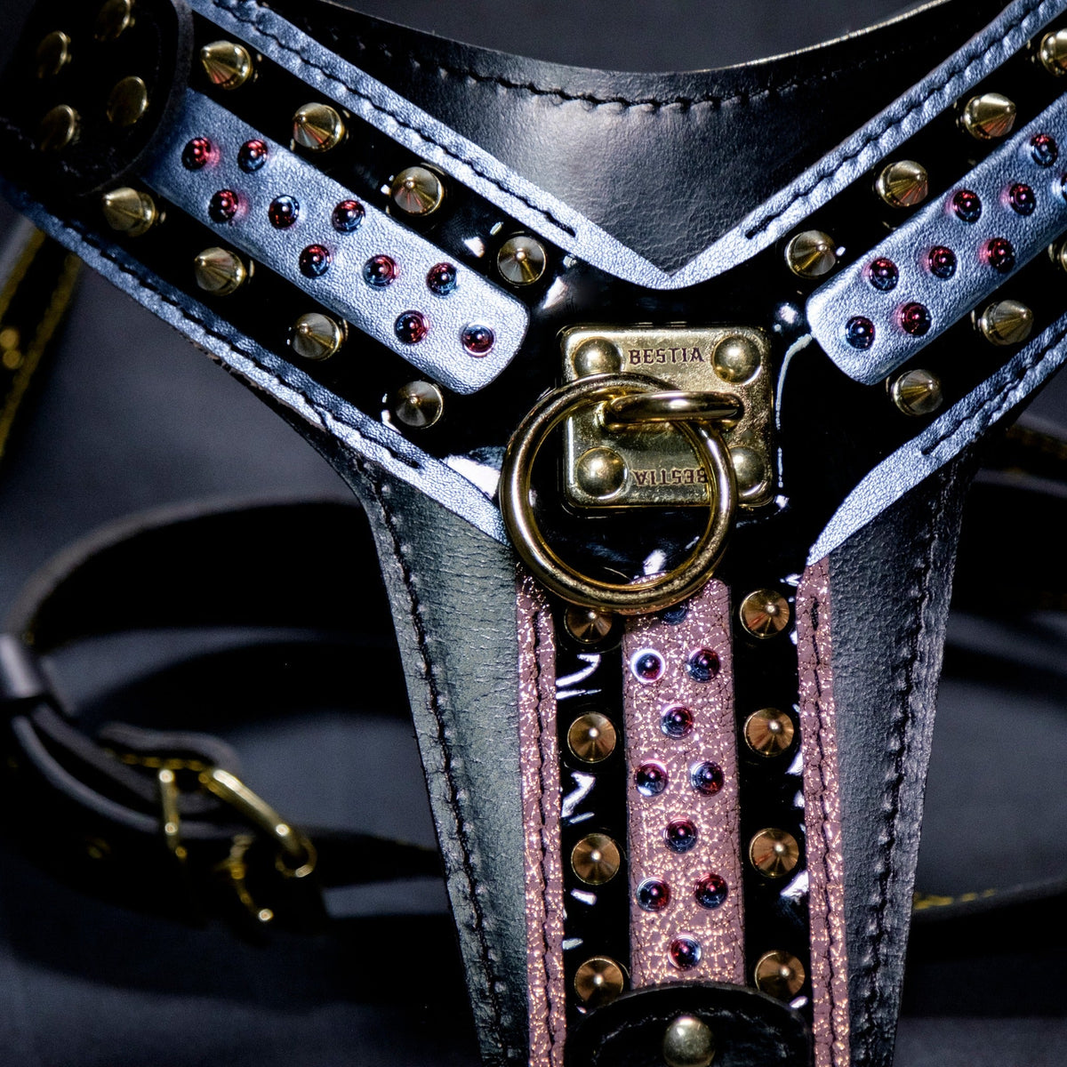 Bestia Candy Leather Dog Harness – Black