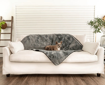 PupProtector™ Summer Short Fur Waterproof Throw Blanket - Charcoal Grey Paw.com