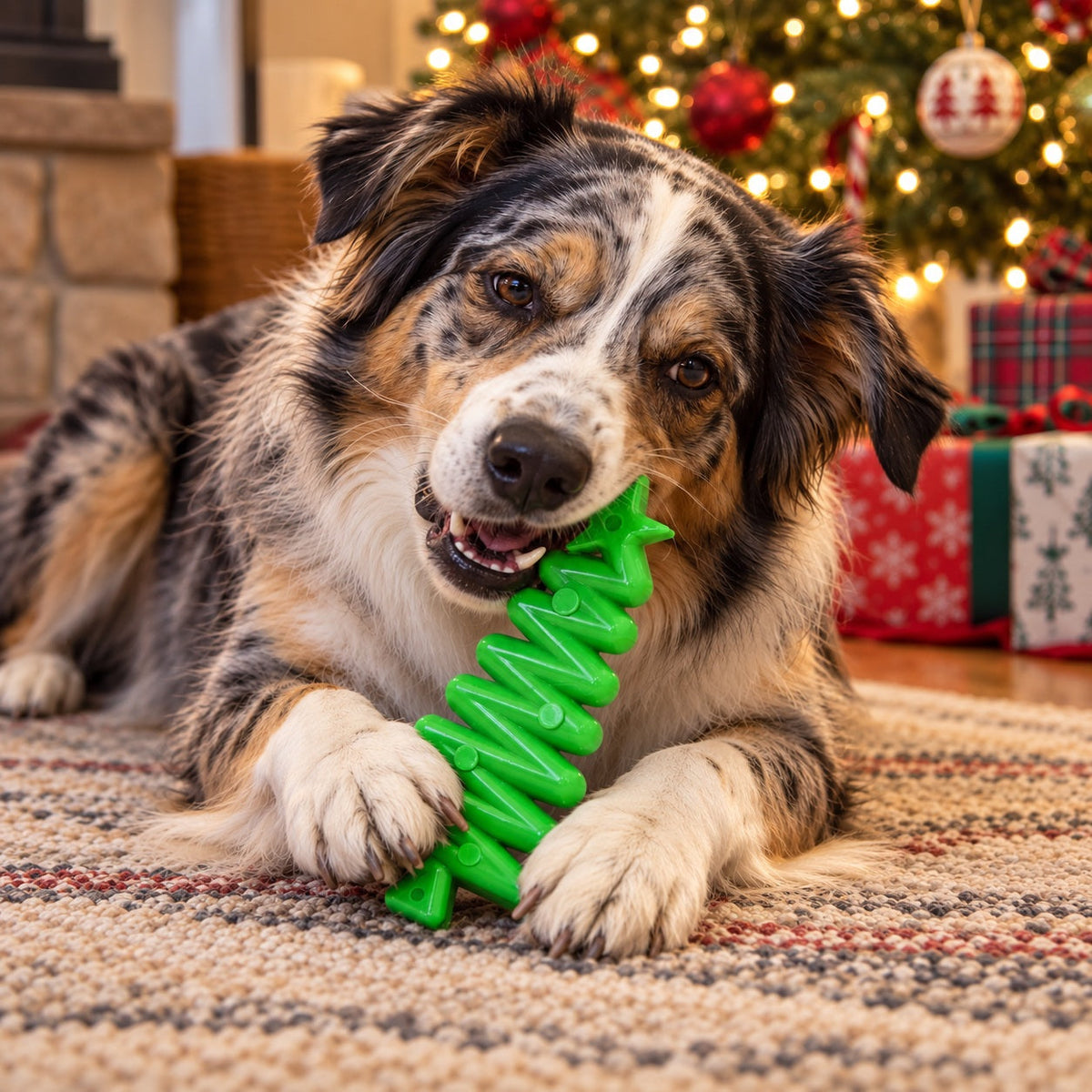 Christmas Tree Nylon Dog Chew Toy for Aggressive Chewers | USA Made & FDA Compliant by SodaPup/True Dogs, LLC