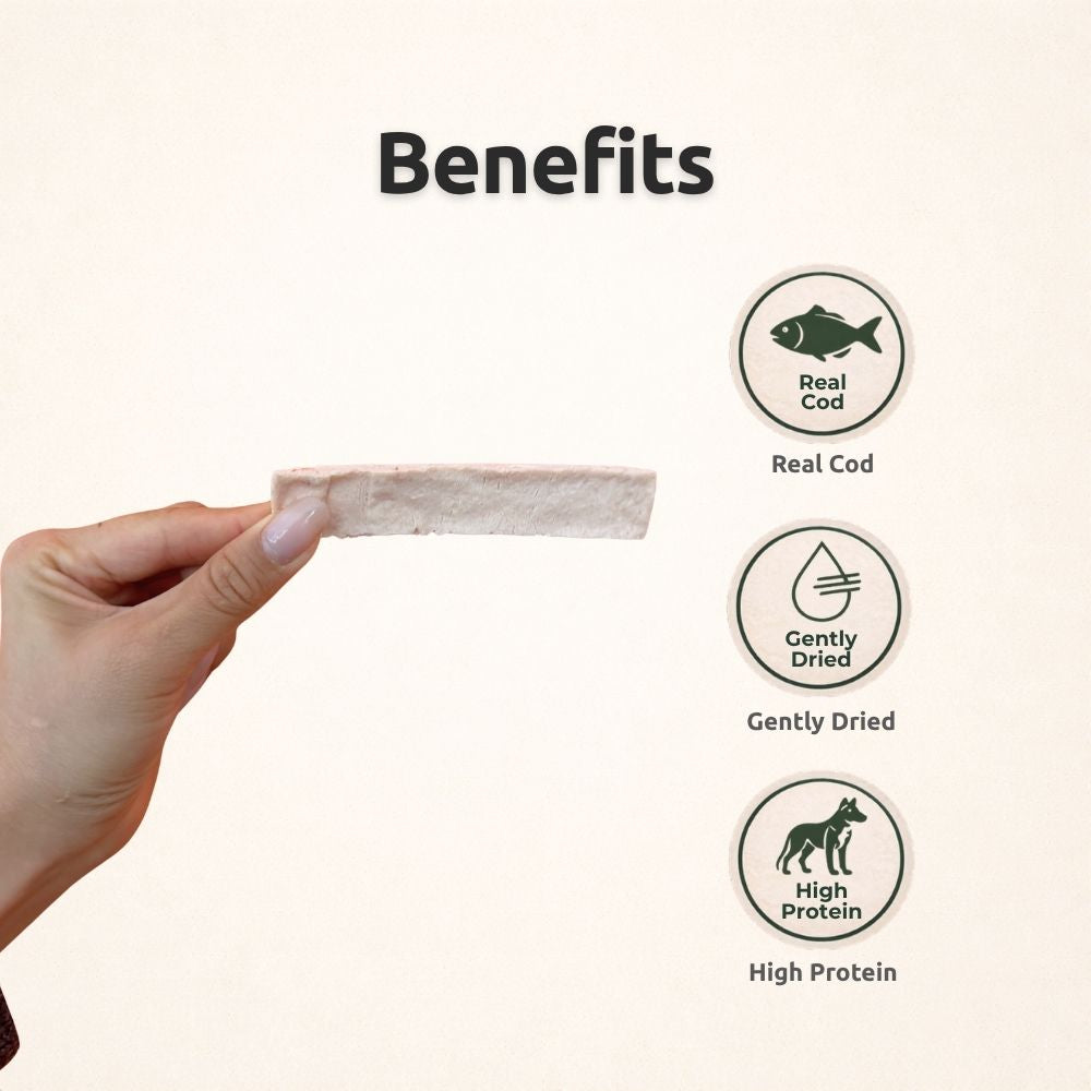 Freezbone Cod Dog Treats – Made with Real Cod (Value Size 8 oz)