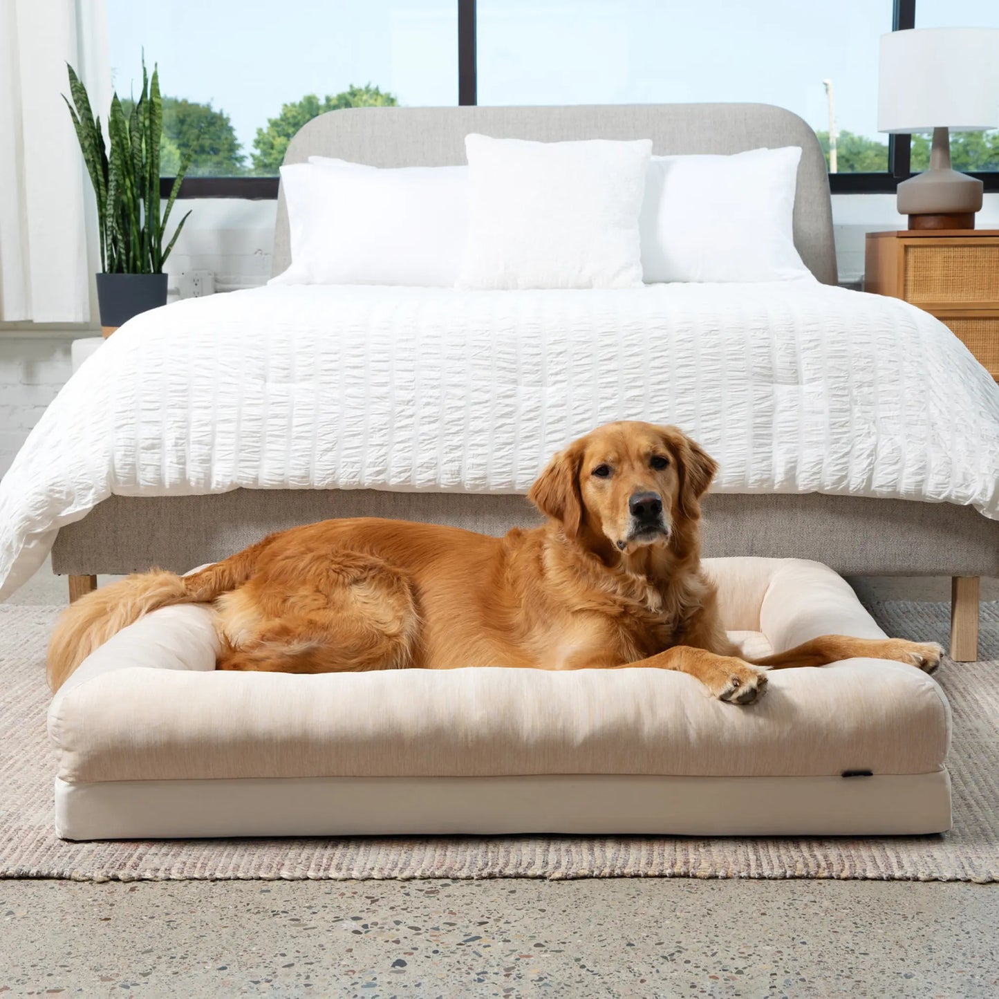 PupChill™ Cooling 4-Bolster Dog Bed - Arctic Sand Paw.com