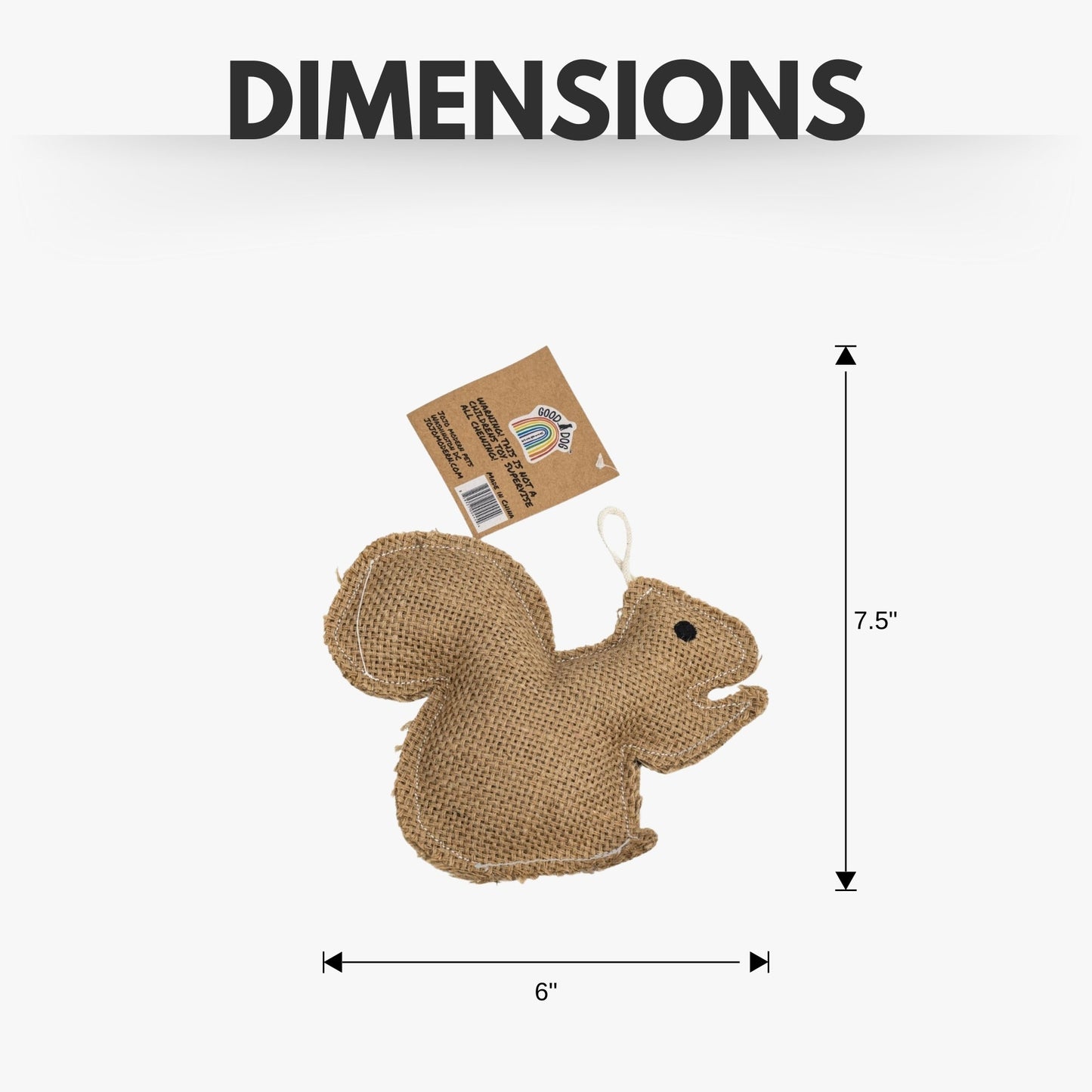 Rustic Jute Squirrel Dog Chew Toy – Non-Toxic & Safe, Soft & Gentle