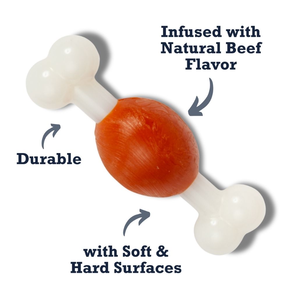 Country Living Beef-Flavored TPR & Nylon Bone Dog Chew Toy for Small Dogs