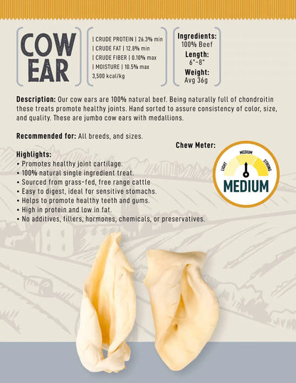 Country Living All-Natural Cow Ear Dog Treats – Single-Ingredient Chews – (25/Case) American Pet Supplies