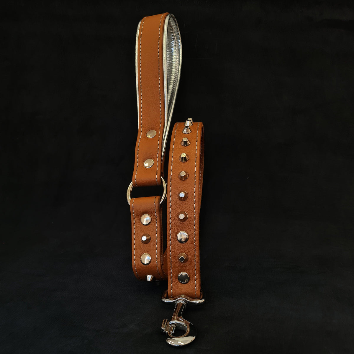 Bestia Studded Soft Leather Dog Leash – Brown