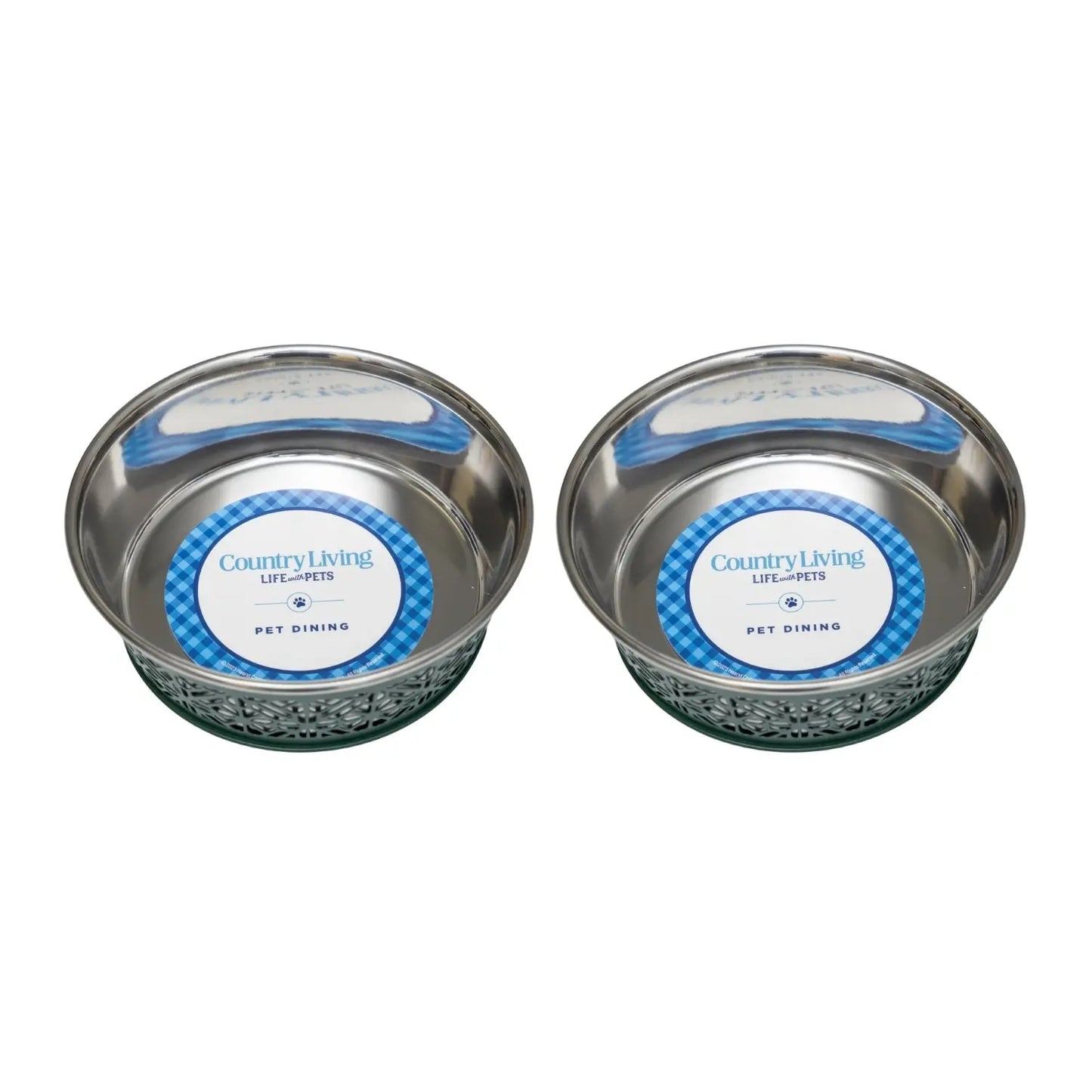 Country Living Set of 2 Stainless Steel Dog Bowls – Farmhouse Style, Ideal for Small to Medium Dogs American Pet Supplies