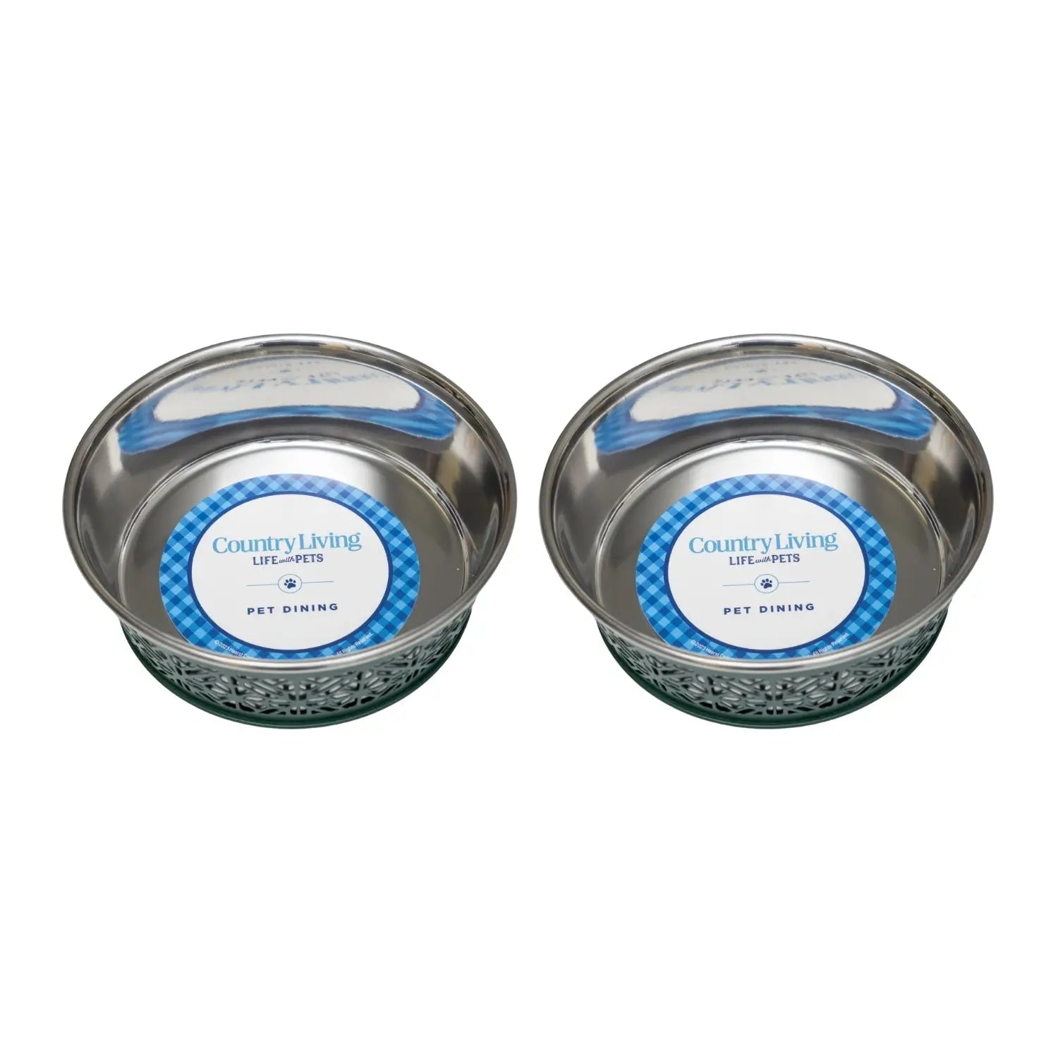 Country Living Set of 2 Stainless Steel Dog Bowls – Farmhouse Style, Ideal for Small to Medium Dogs American Pet Supplies
