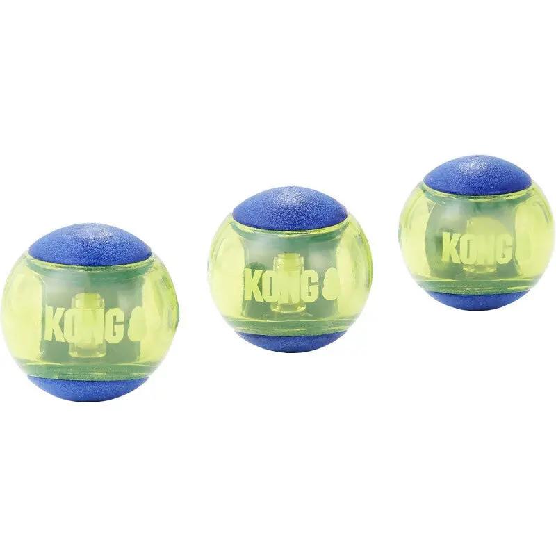 KONG Squeezz Action Ball Medium Blue 3 Pack Squeaky Dog Fetch Toy