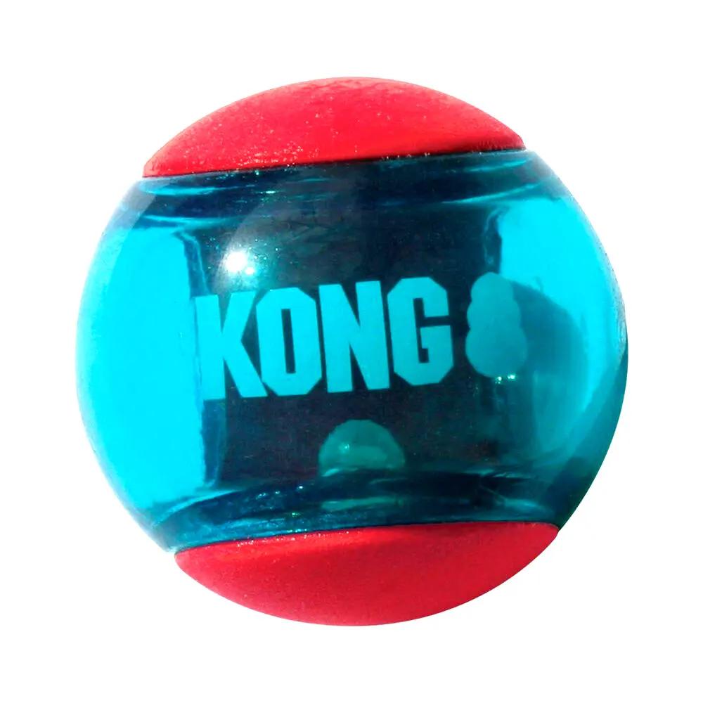 KONG Squeezz Action Ball MEDIUM Red 3 Pack Squeaky Dog Fetch Toy