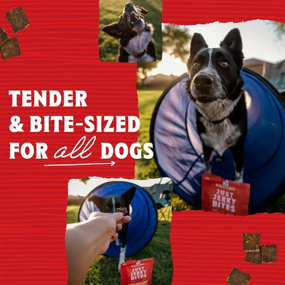 Premium Beef Jerky Dog Treats - 95% Real Meat Bites for Sensitive Stomachs - Natural Limited Ingredient Treats for Small and Large Dogs - No Grain, Wheat or Soy - 6 Oz Bag