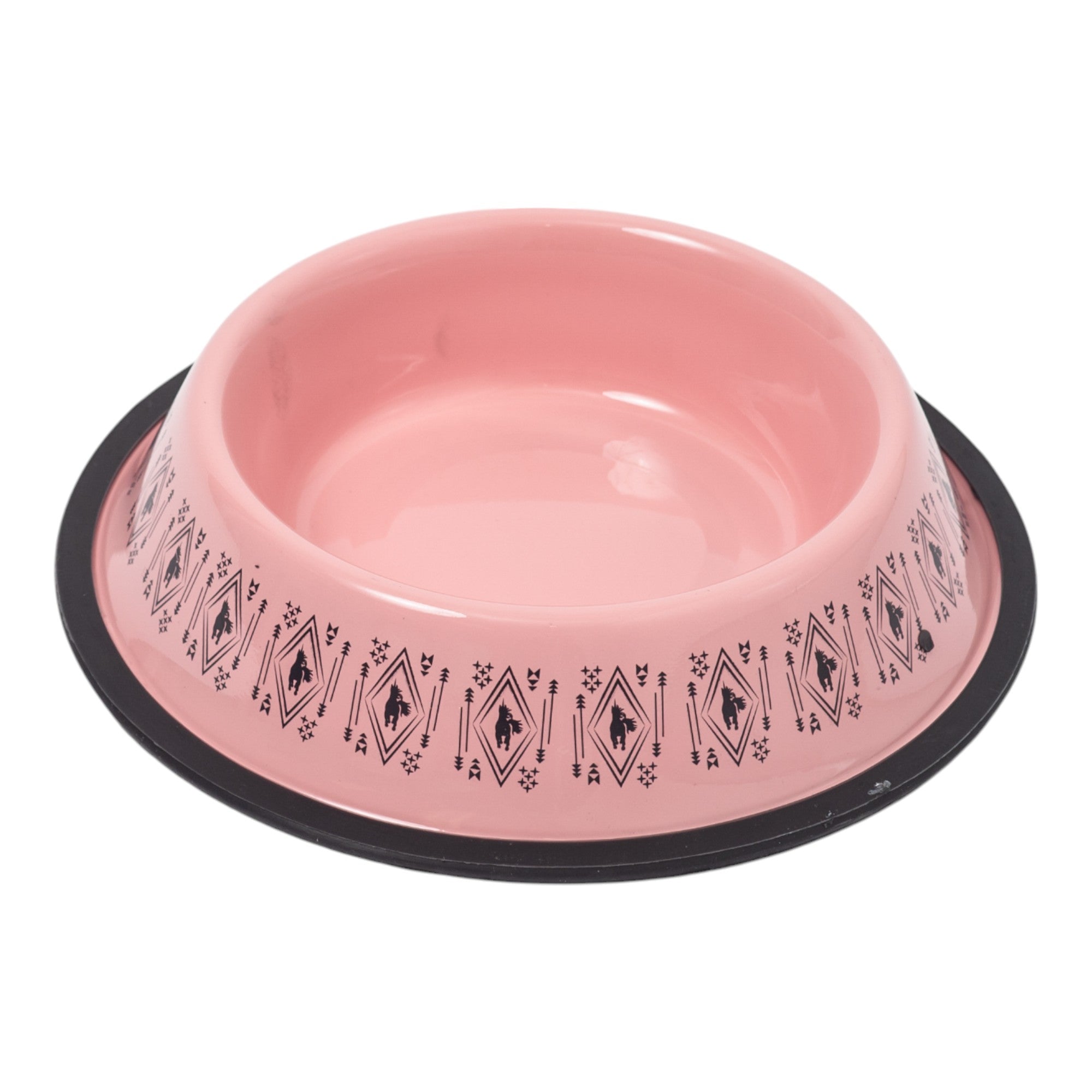 Non-Skid Boho Stainless Steel Dog Bowl – with Whimsical Unicorn Design, Silicone Base for Medium Dogs – 24oz