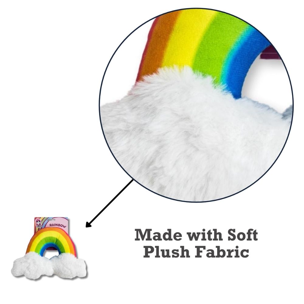 Magical Rainbow Plush Dog Toy with Squeaker & Crinkle