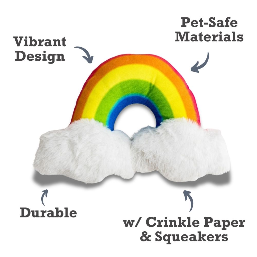Magical Rainbow Plush Dog Toy with Squeaker & Crinkle