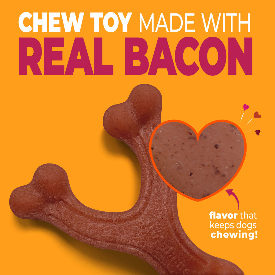 Nylabone Strong Chew Wishbone Dog Chew Toy Made with Real Bacon, Small (1 ct)