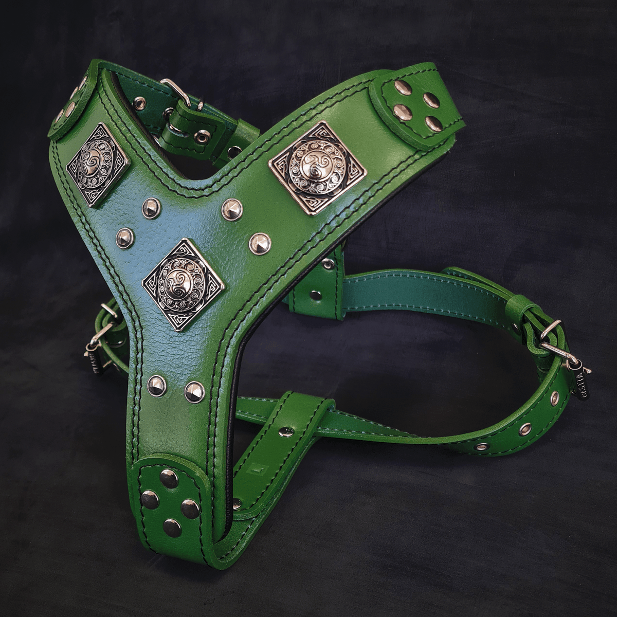 Bestia Eros Leather Dog Harness – Green