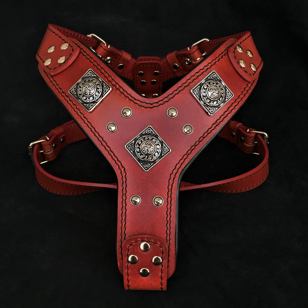 Bestia Eros Leather Dog Harness – Red