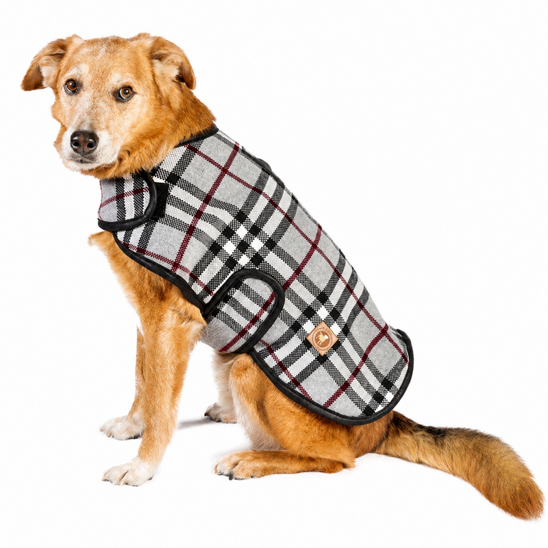 Steel Tartan Plaid Blanket Dog Coat