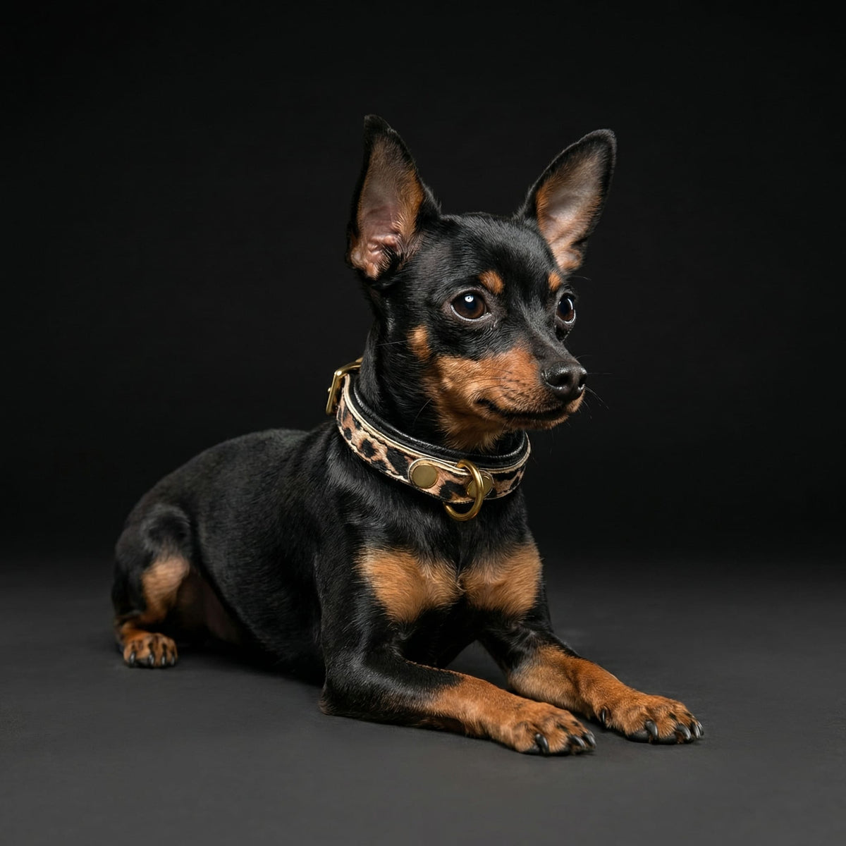 Bestia Leopard Leather Puppy Collar