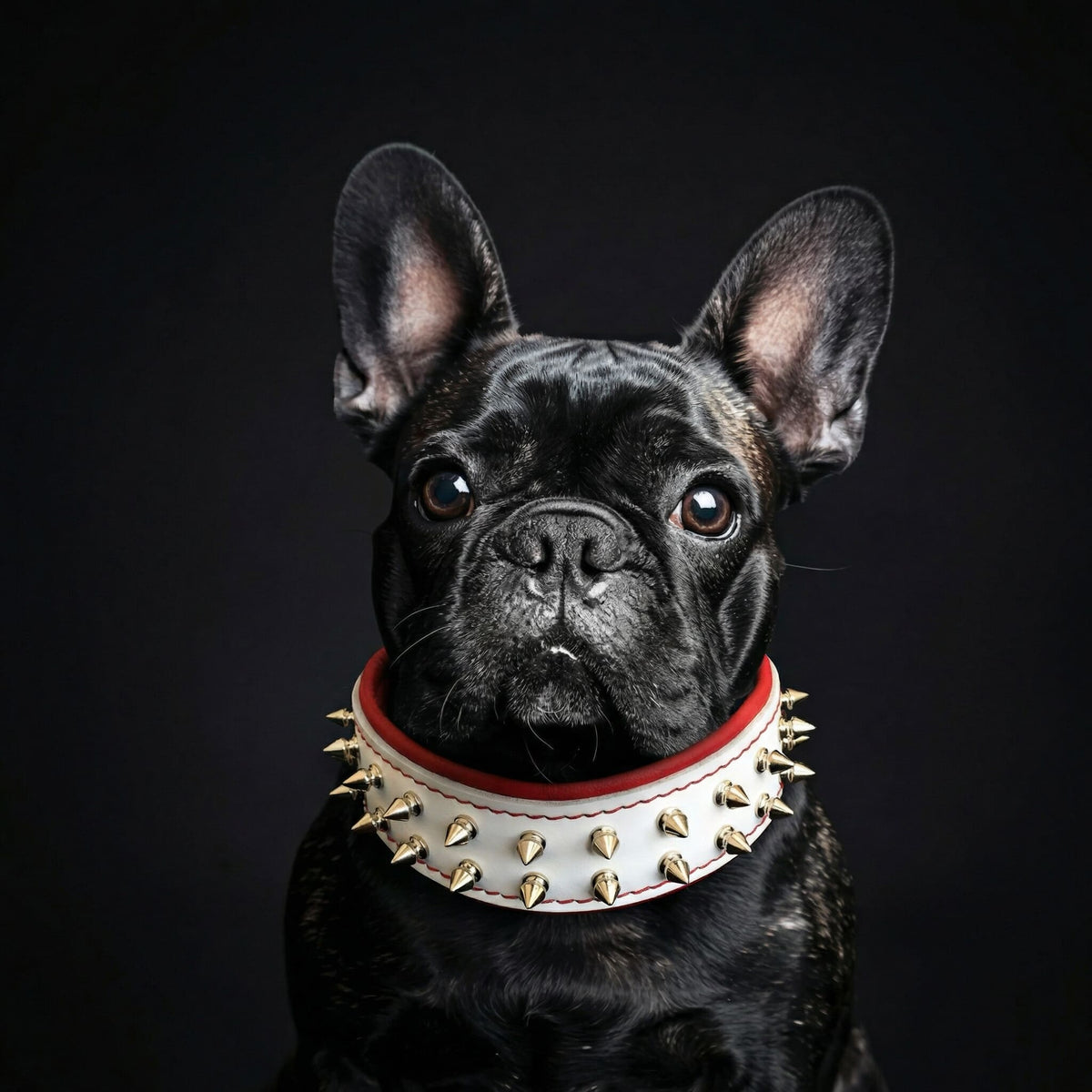 Bestia Frenchie Leather Dog Collar – White