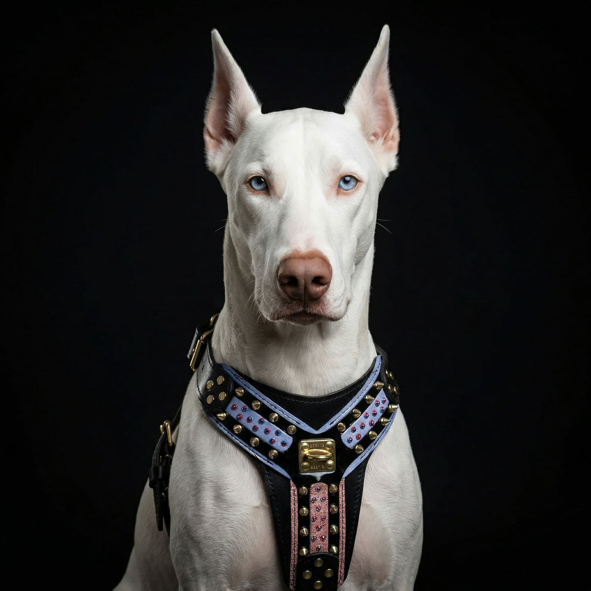 Bestia Candy Leather Dog Harness – Black