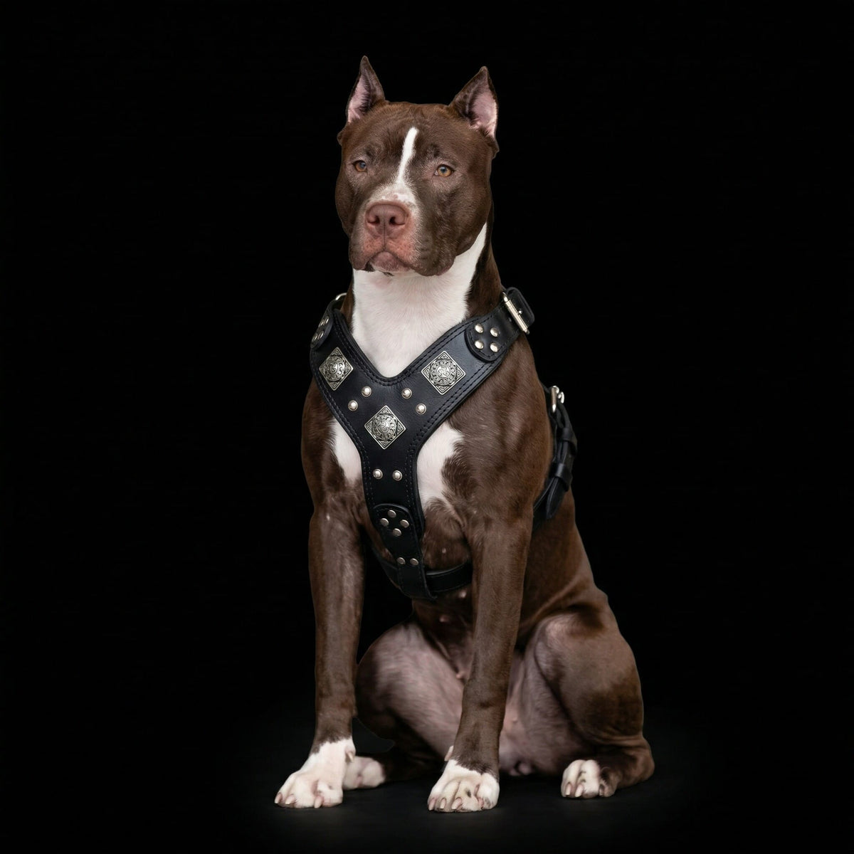 Bestia Eros Leather Dog Harness – All Black