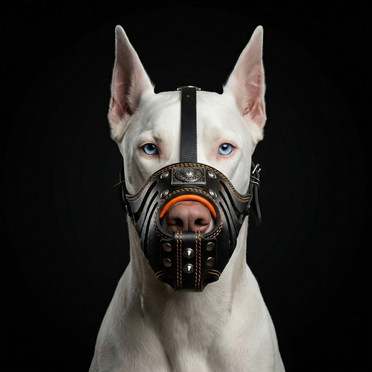 Bestia Eros Leather Basket Muzzle – Black & Orange