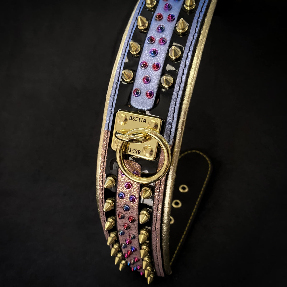 Bestia Candy Leather Dog Collar – Black