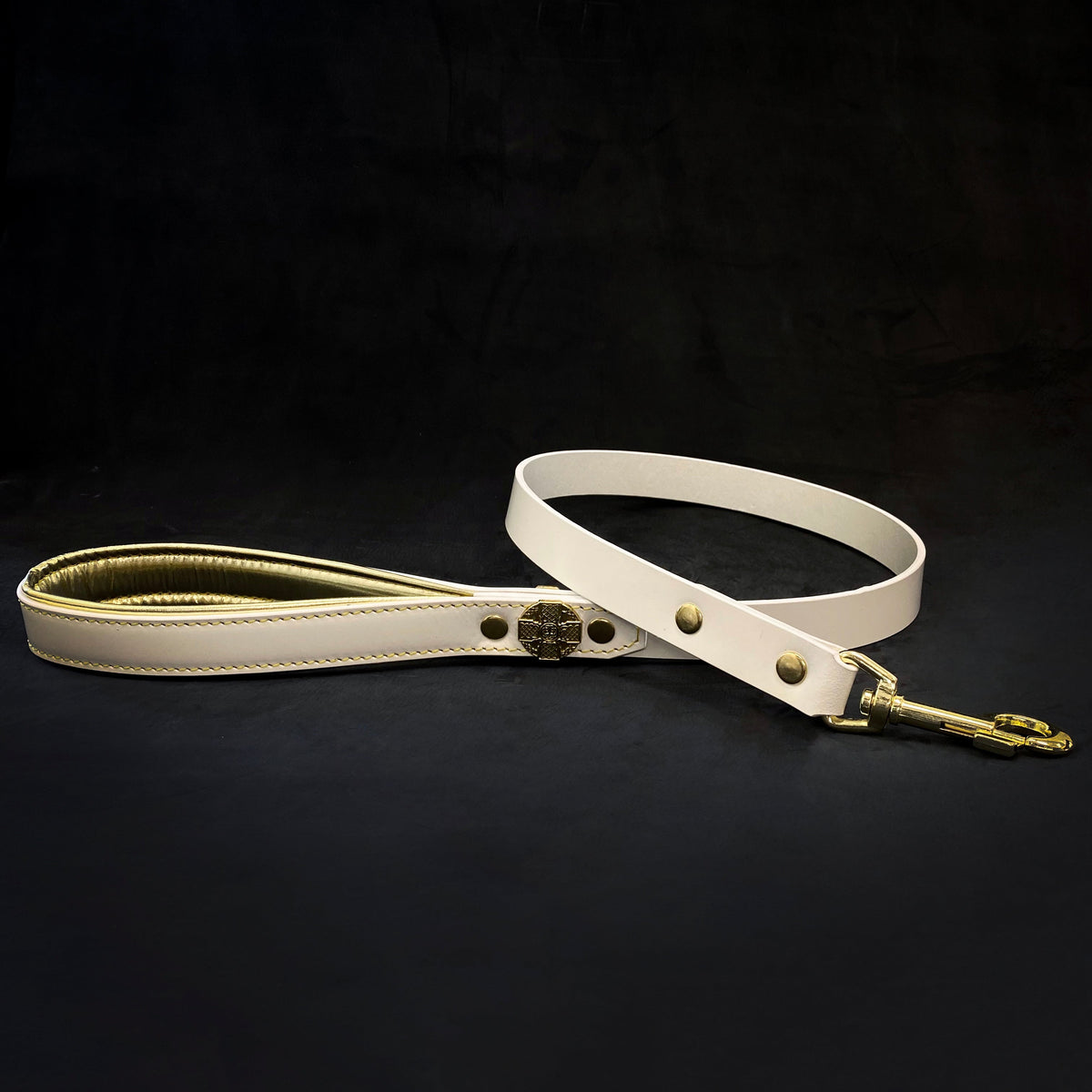 Bestia Maximus 1" Leather Dog Leash – Gold
