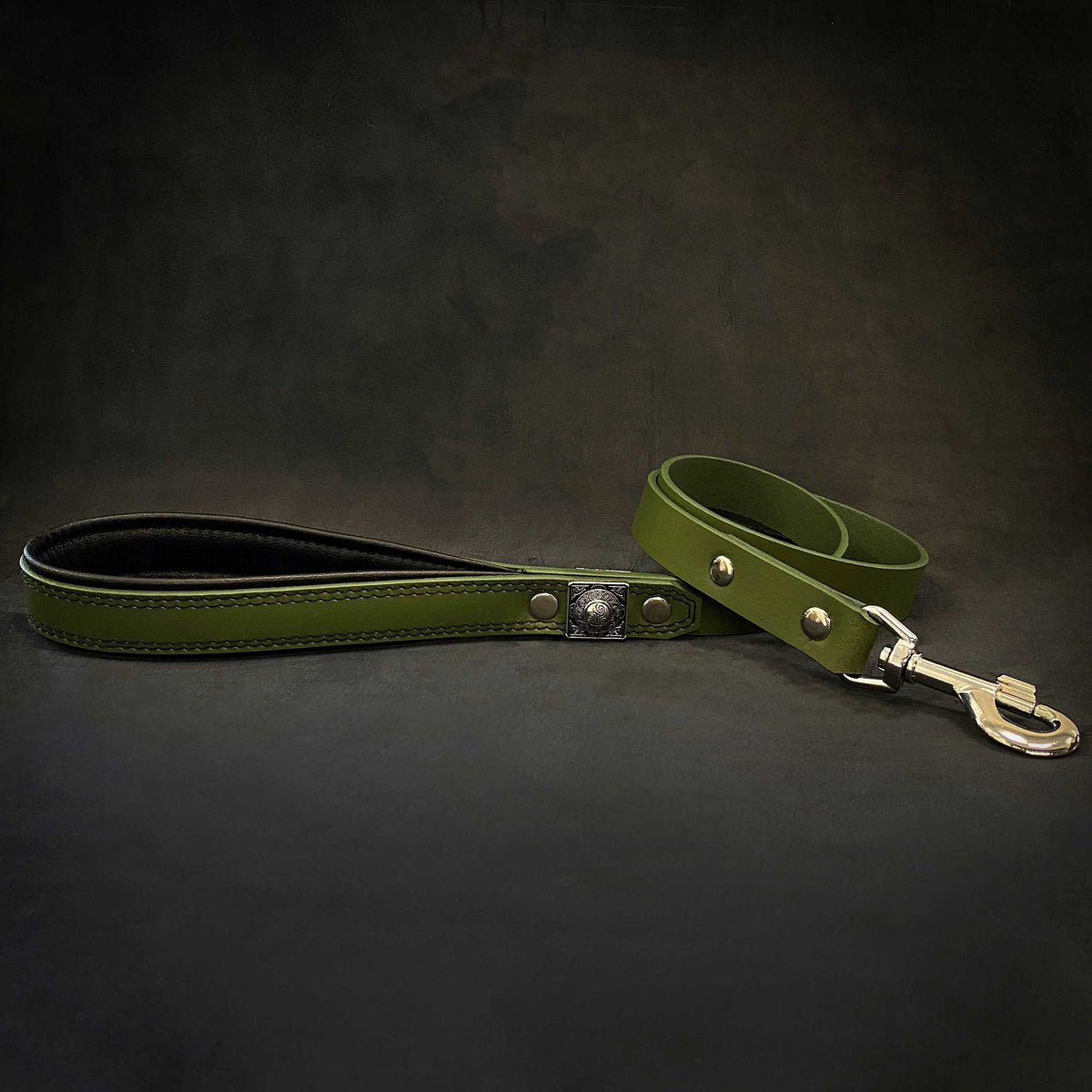 Bestia Eros 1" Leather Dog Leash – Green